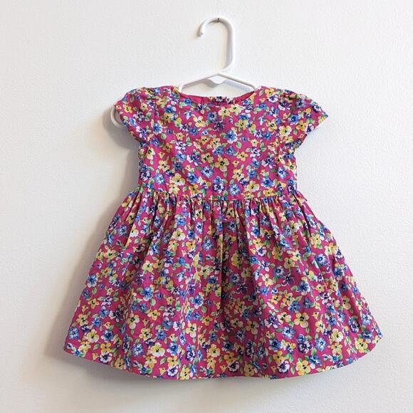 Ralph Lauren Dress Baby Girls Sz 6m Pink Pansy Preppy Floral - Picture 1 of 5